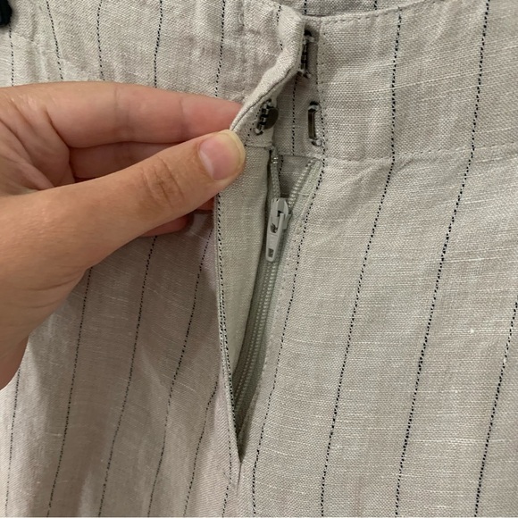 Women’s J Jill Linen Pinstripe Wide Leg Cropped Pants Neutral Coastal Size 14 XL - Picture 4 of 12